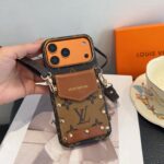 Louis Vuitton Style Monogram Card Holder Crossbody Phone Case With Rivet Detail - 图片 2