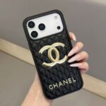 Chanel Classic Quilted Leather 3D Gold Logo Luxury Phone Case - 图片 4