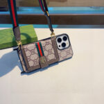 Gucci P60 Original Leather Card Holder Phone Case | 2-in-1 Lanyard Hole for Crossbody Strap - 图片 2