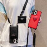 Prada Style Crossbody Wallet Phone Case with Mini Bag Lanyard