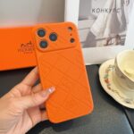 Hermès Style Embossed Leather Texture Full Cover Phone Case - 图片 5