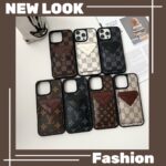 LV & Gucci Carbon Fiber Pattern Phone Case - Premium Material with Leather Finish, V-Shaped Card Holder - 图片 14