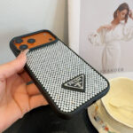 Prada Style Bling Diamond Phone Case with Triangular Logo - 图片 15