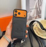 Hermès Paris Embossed Leather Card Pocket Crossbody Luxury Phone Case - 图片 16