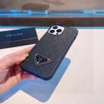 Prada Style Classic Cross Grain Leather Texture Phone Case - 图片 8