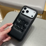 Celine Triomphe 3D Logo Padded Leather Luxury Shockproof Phone Case - 图片 3
